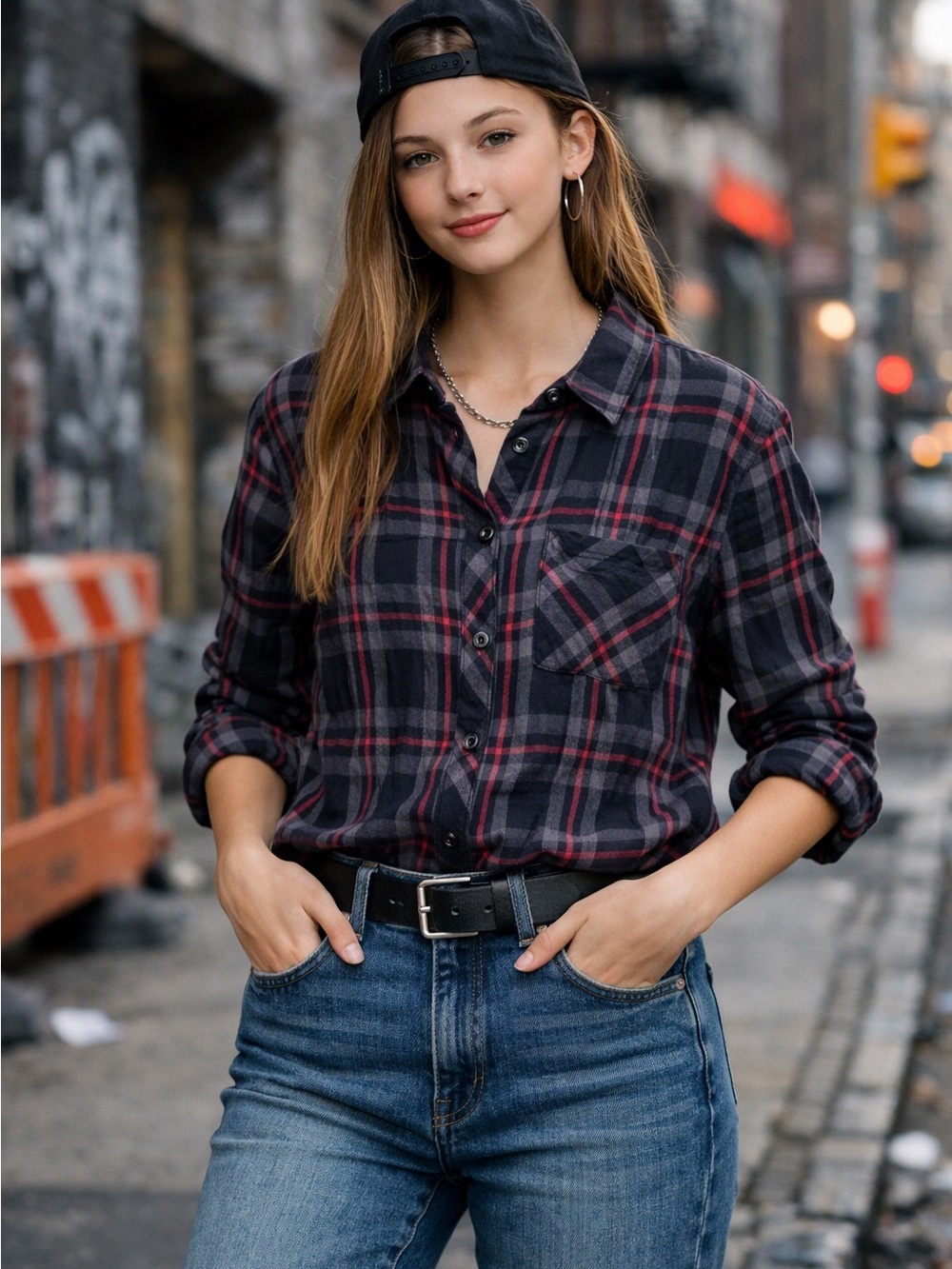 Rails Navy and Pink Plaid Shirt